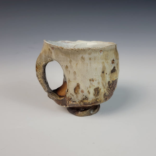 Wood Fired Textured Mug with Ash Glaze #02