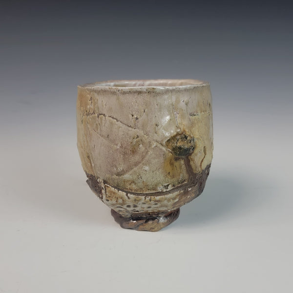 Wood Fired Textured Cup with Ash Glaze #02