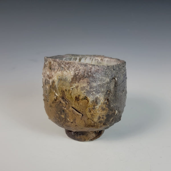 Wood Fired Textured Cup with Ash Glaze #17