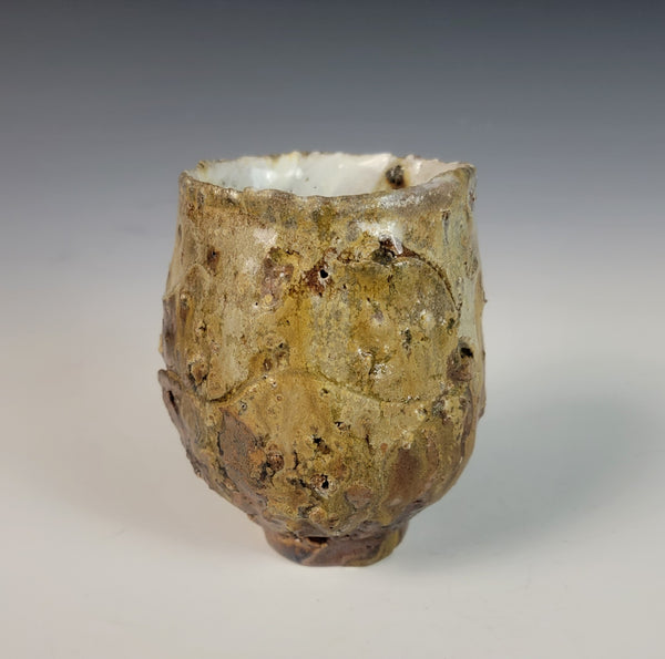 Wood Fired Textured Cup with Ash Glaze #19