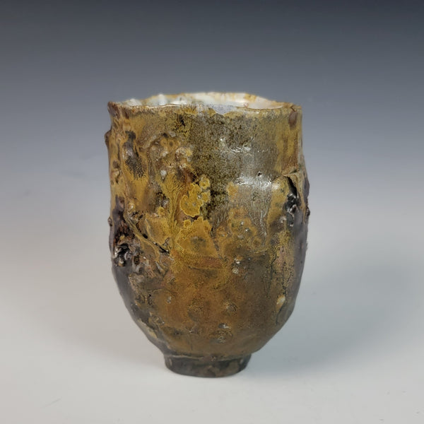 Wood Fired Textured Cup with Ash Glaze #20