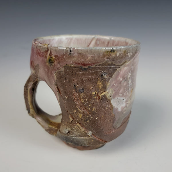 Wood Fired Textured Mug with Ash Glaze #09