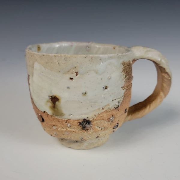 Wood Fired Textured Mug with Ash Glaze #08