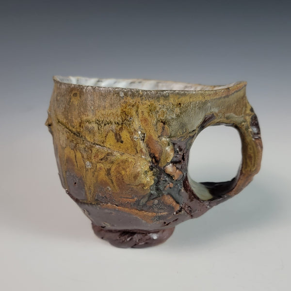 Wood Fired Textured Mug with Ash Glaze #03 (Reserved listing for Glen)