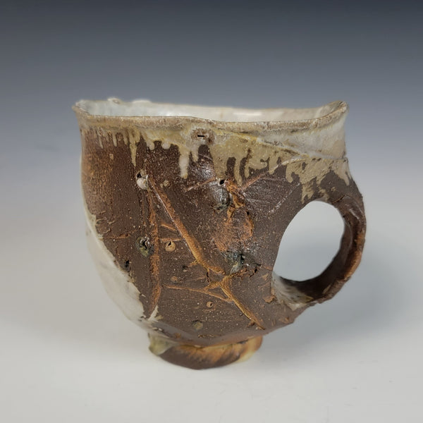 Wood Fired Textured Mug with Ash Glaze #07