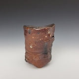 Wood Fired Textured Cup with Black Slip and Shino #04